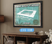 Cutler West Pro Football Collection 14" x 11" / Black Frame Miami Dolphins Hard Rock Stadium - Vintage Football Print 653977202_62729