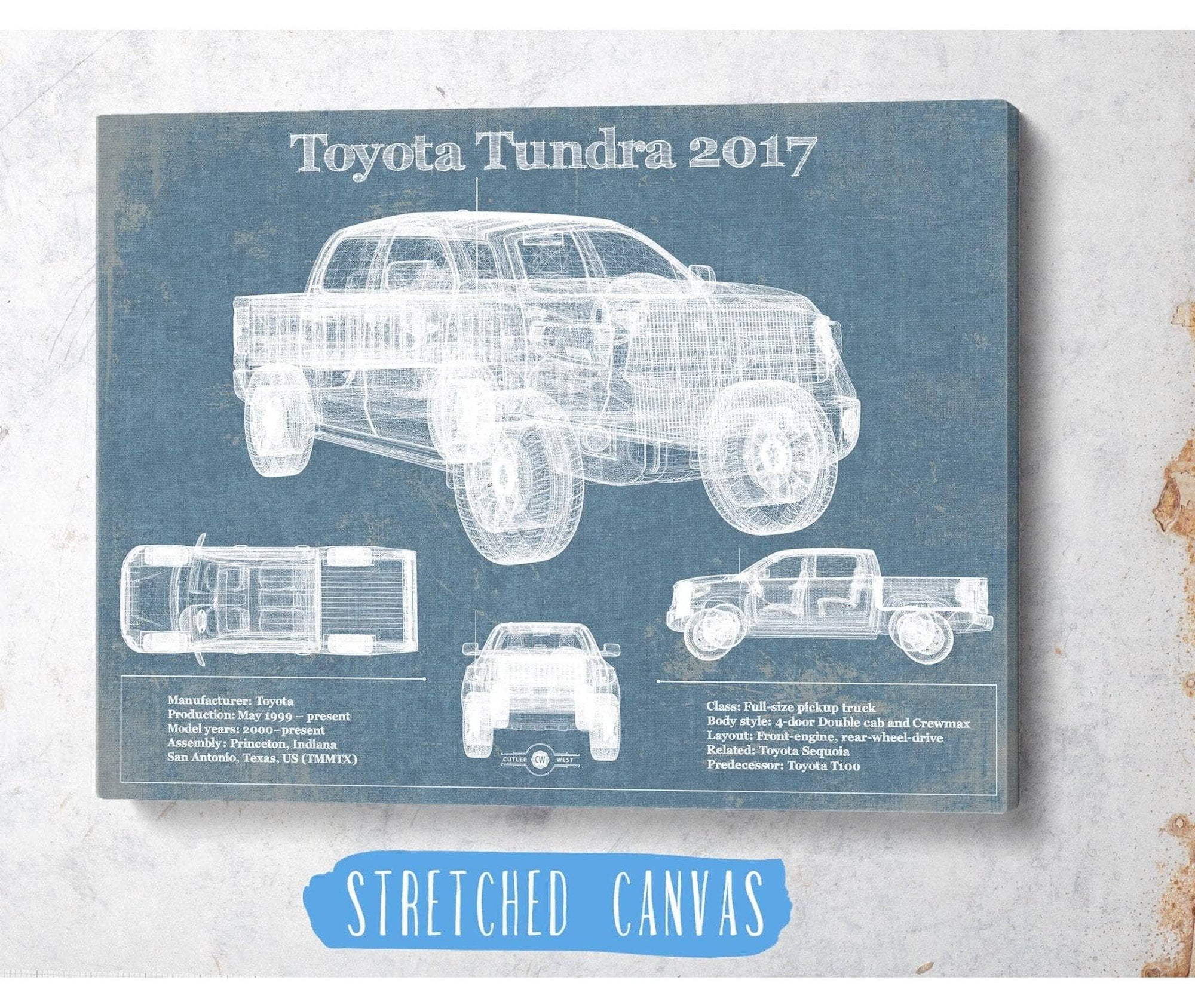 Cutler West Toyota Collection Toyota Tundra 2017 Vintage Blueprint Auto Print
