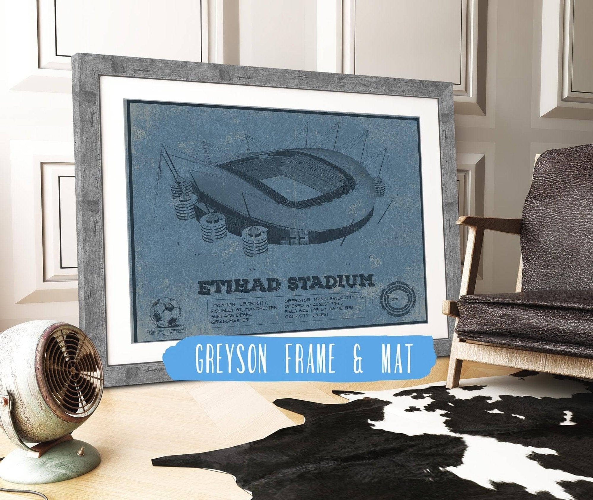 Cutler West Soccer Collection 14" x 11" / Greyson Frame & Mat Manchester City FC- Etihad Stadium Soccer Print 933311284_64452