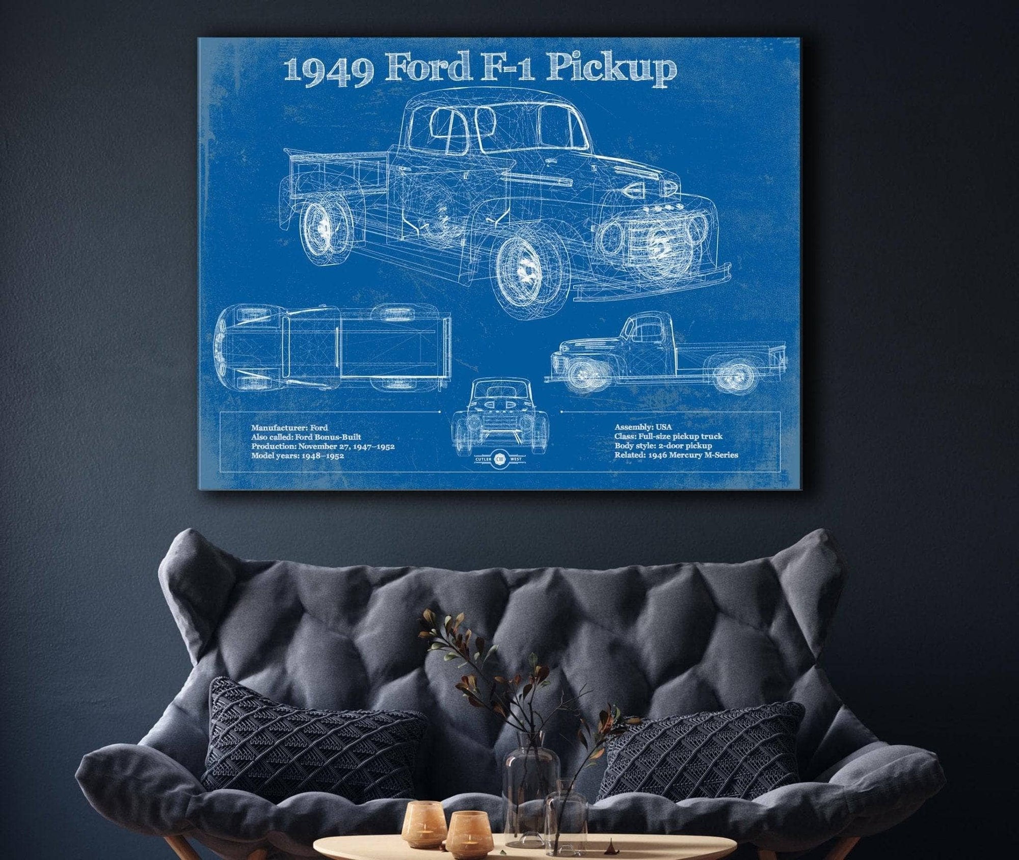 Cutler West Ford Collection 1949 Ford F-1 Pickup Vintage Blueprint Auto Print
