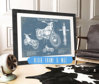 Cutler West 14" x 11" / Black Frame & Mat Yamaha SR125 Blueprint Motorcycle Patent Print 833110054-14"-x-11"5079
