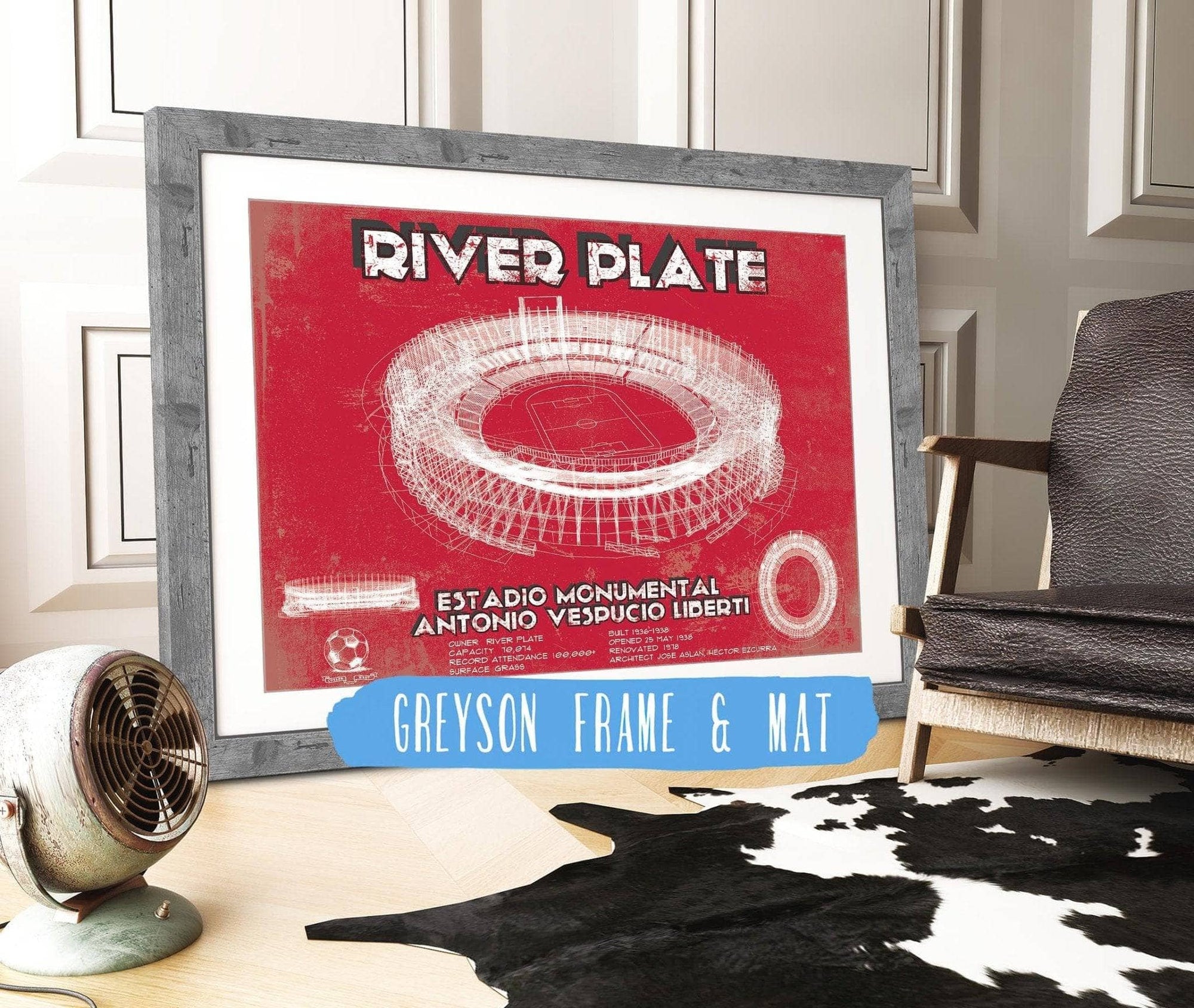 Cutler West River Plate Estadio Monumental Antonio Vespucio Liberti Team Color Blueprint Soccer Print