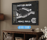 Cutler West Pro Football Collection 14" x 11" / Black Frame Pittsburgh Steelers Stadium Art Team Color- Heinz Field - Vintage Football Print 235353076