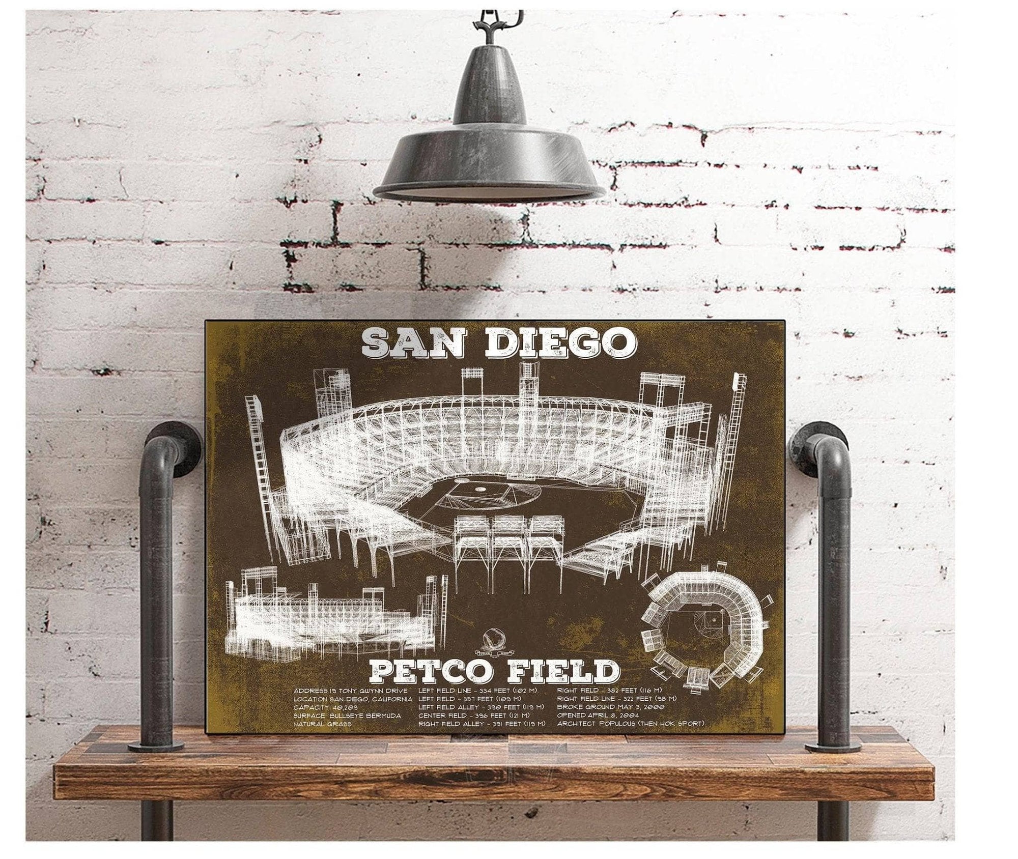 Cutler West Baseball Collection San Diego Padres - Petco Park Vintage Stadium Team Color Baseball Print
