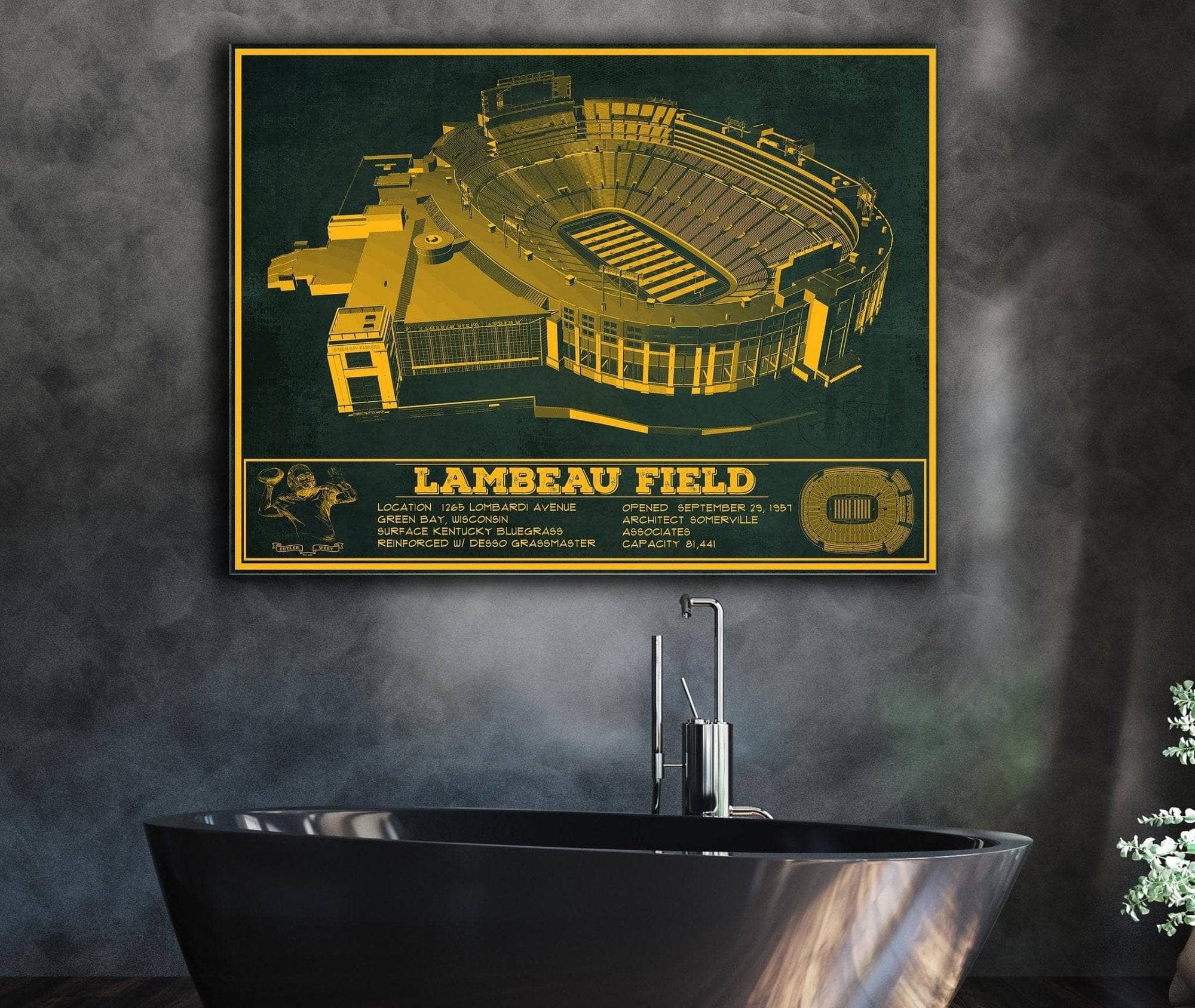 Cutler West Pro Football Collection Green Bay Packers - Lambeau Field Vintage Football Print