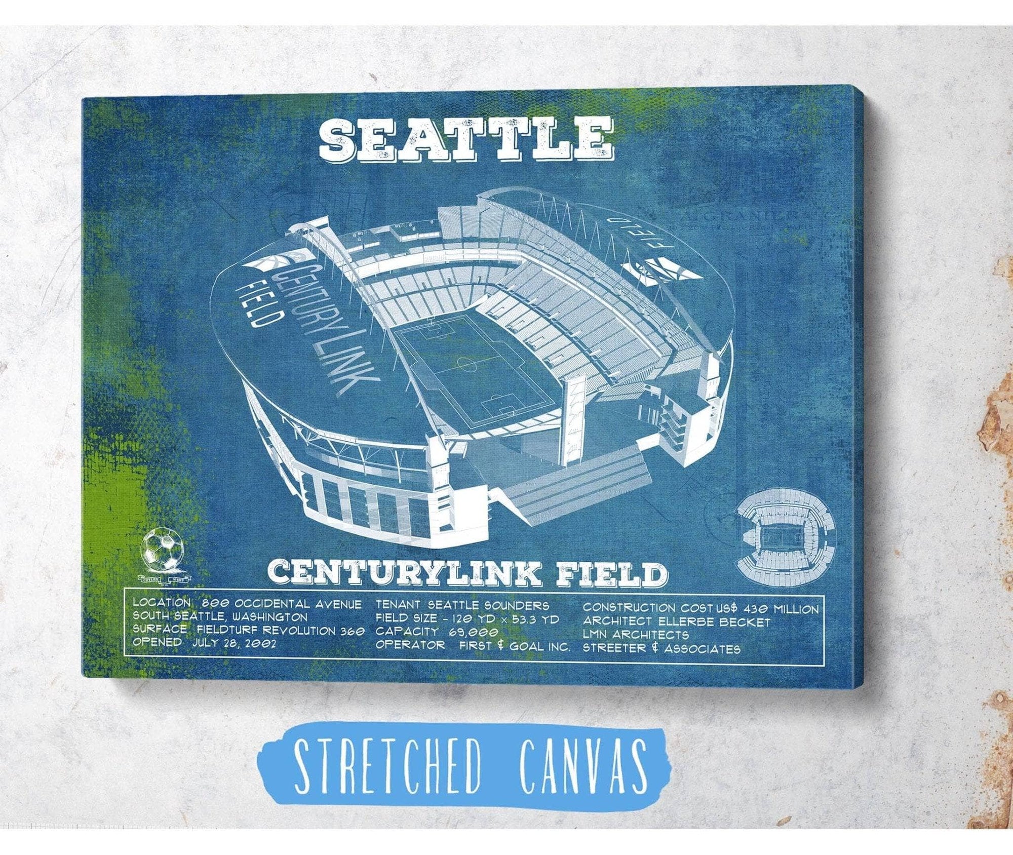 Cutler West Soccer Collection Seattle Sounders F.C. - Vintage Century Link Field MLS Soccer Print