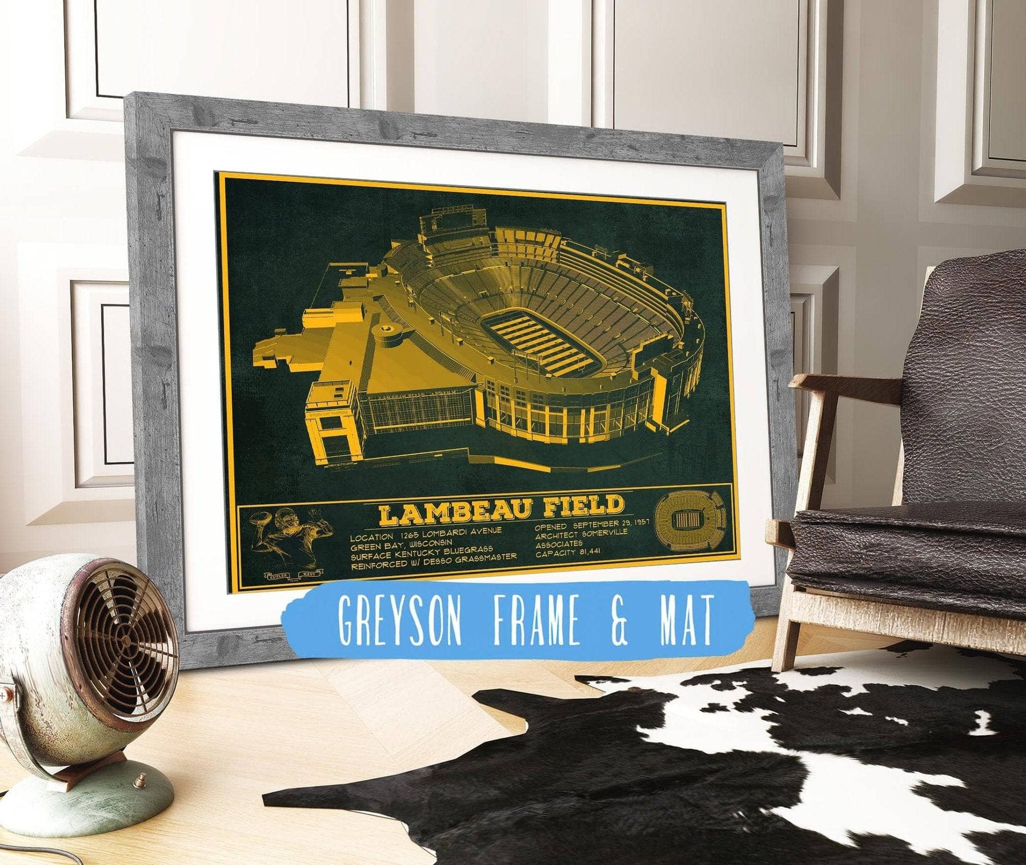 Cutler West Pro Football Collection 14" x 11" / Greyson Frame & Mat Green Bay Packers - Lambeau Field Vintage Football Print 698877220-TEAM