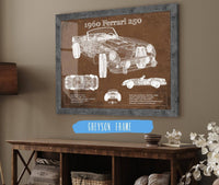 Cutler West Ferrari Collection 14" x 11" / Greyson Frame 1960 Ferrari 250 Vintage Blueprint Auto Print 933350034_10100