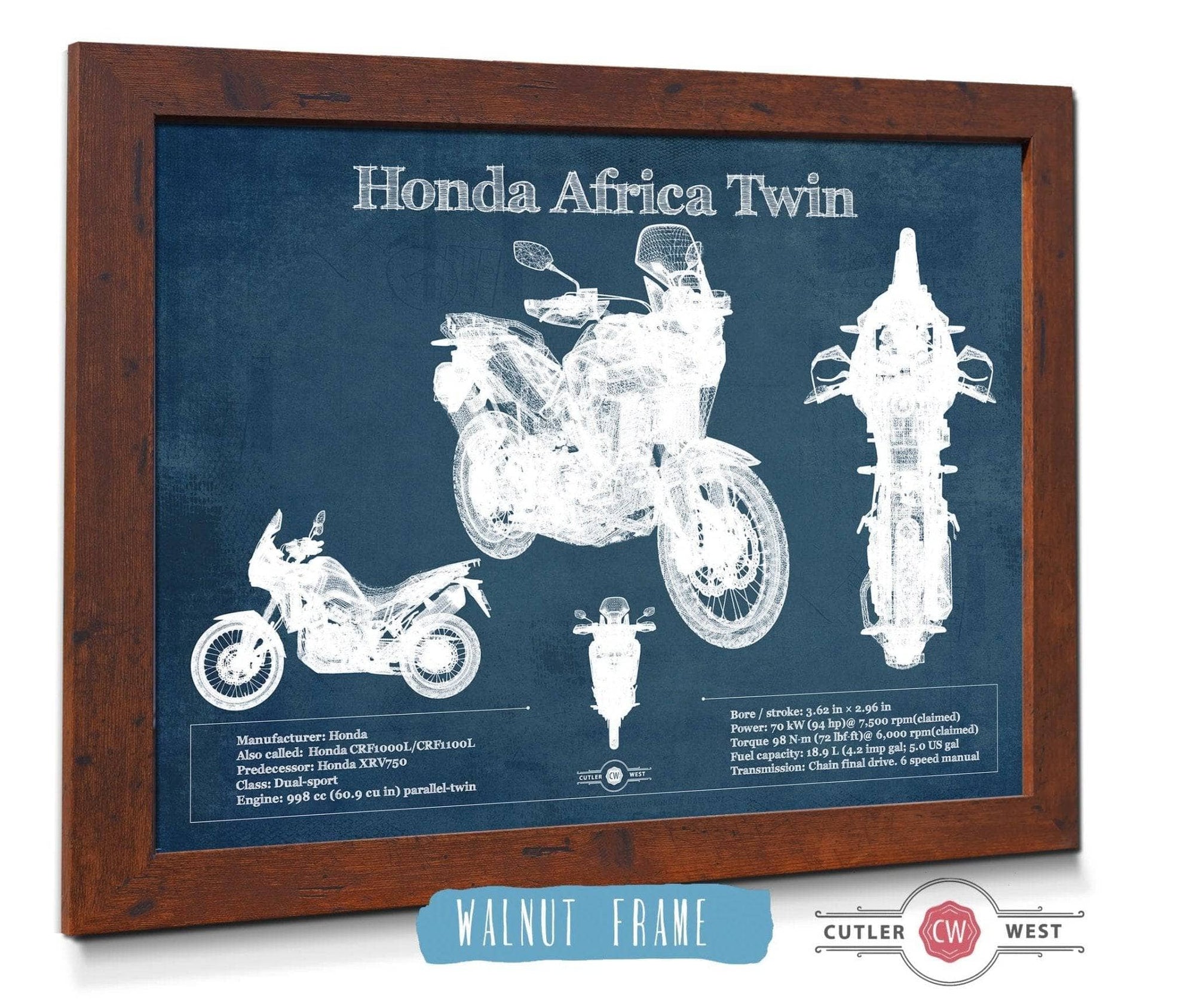 Cutler West Honda CRF1000L/CRF1100 Africa Twin Motorcycle Patent Print