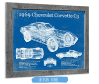 Cutler West Chevrolet Collection 1969 Chevrolet Corvette C3 Blueprint Vintage Auto Print
