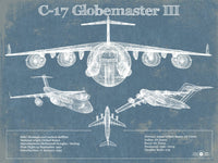 Cutler West Military Aircraft C-17 Globemaster III USAF Vintage Aviation Blueprint Retirement Gift