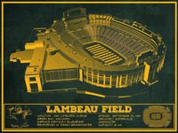 Cutler West Pro Football Collection 14" x 11" / Unframed Green Bay Packers - Lambeau Field Vintage Football Print 698877220-TEAM