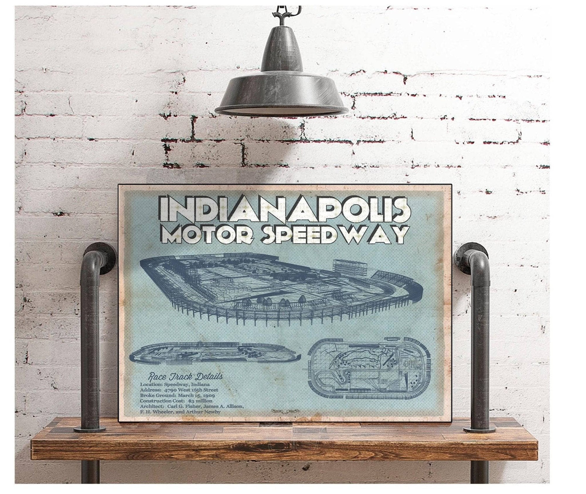 Cutler West Racetrack Collection Indianapolis Motor Speedway Blueprint NASCAR Race Track Print