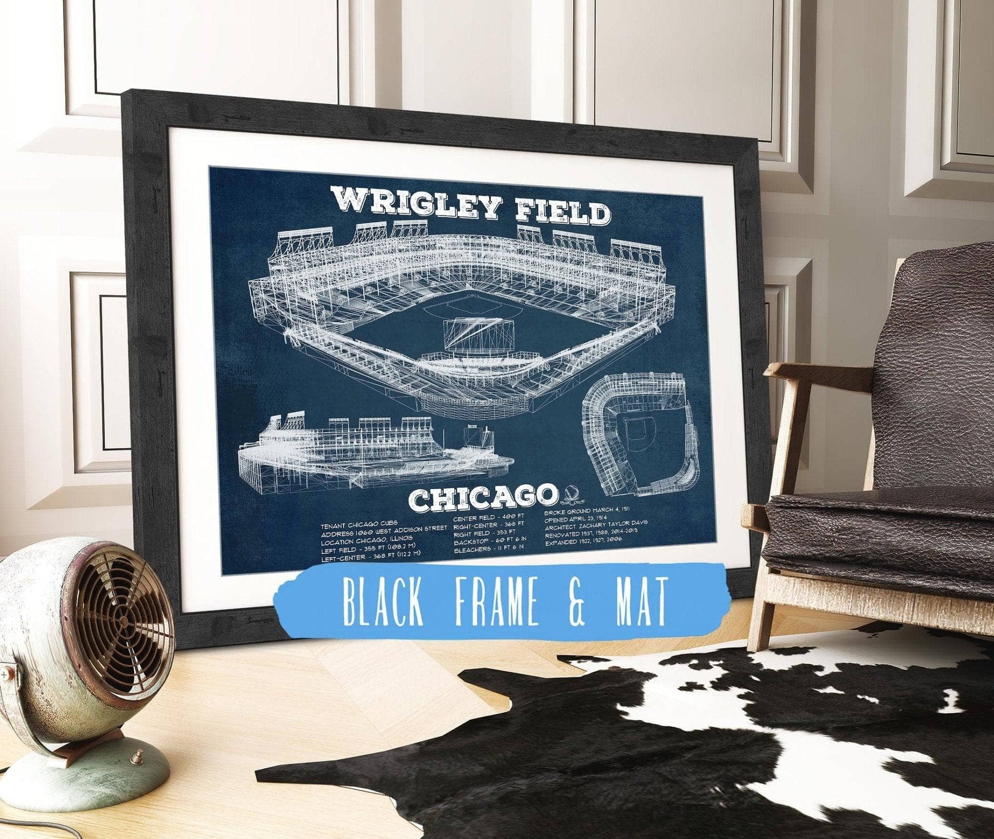 Cutler West Baseball Collection 14" x 11" / Black Frame & Mat Vintage Wrigley Field Print - Chicago Cubs Baseball Print 723850098-TOP-14"-x-11"5343