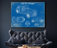 Cutler West Vehicle Collection MG TC Midget Vintage Blueprint Auto Print