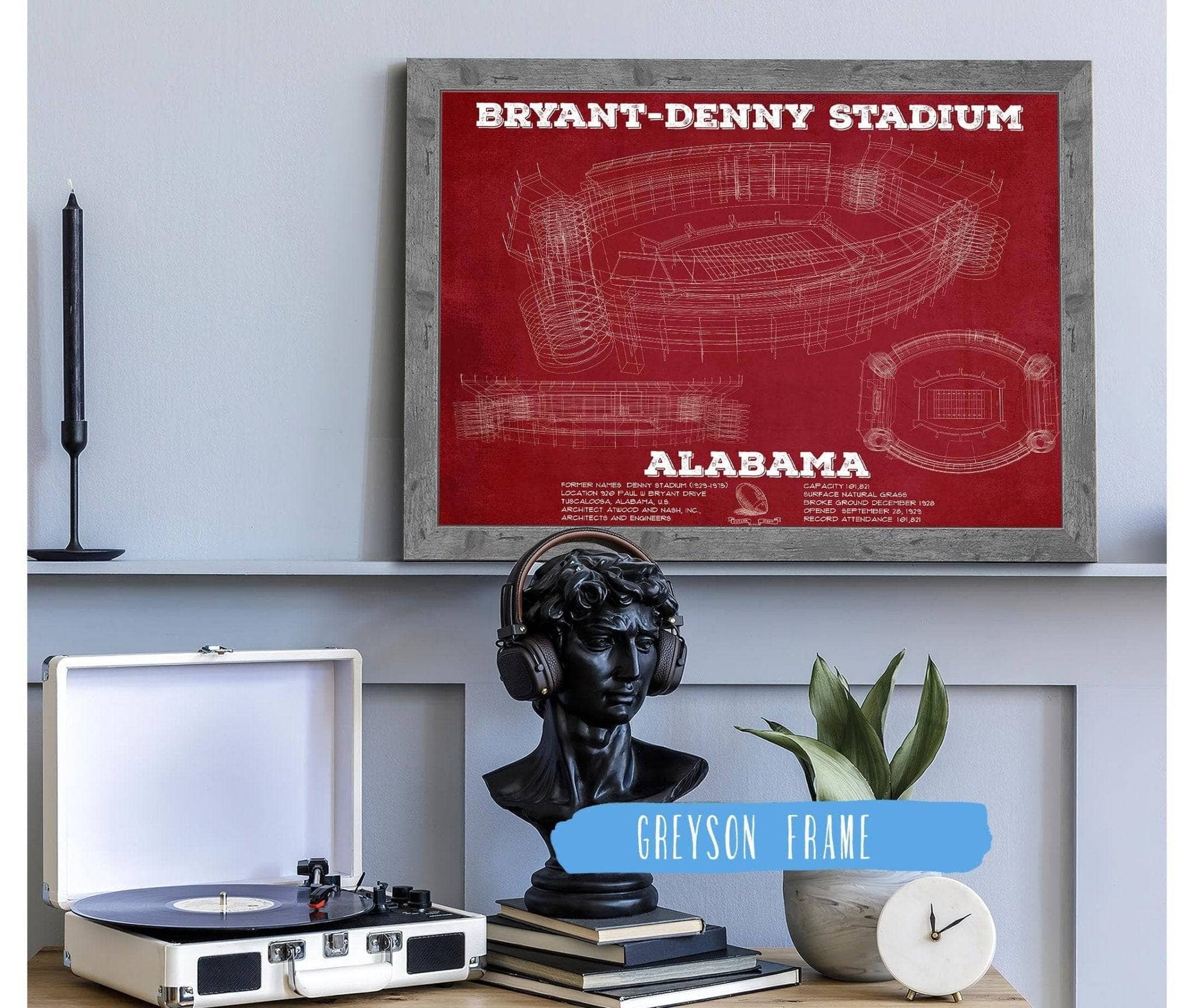 Cutler West College Football Collection Alabama Crimson Tide Stadium Art - Bryant-Denny Stadium Vintage Seating Chart