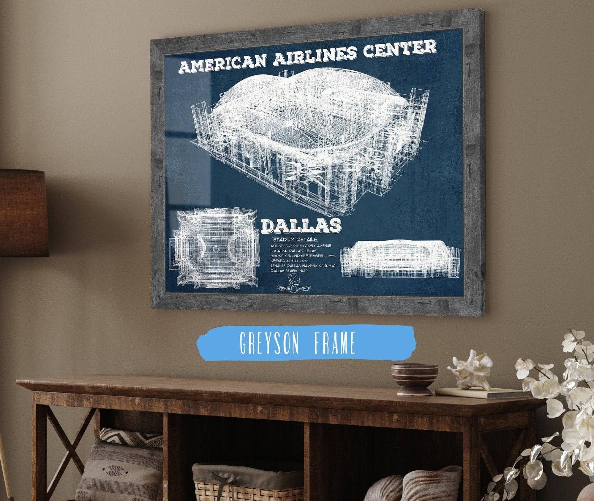 Cutler West Basketball Collection Dallas Mavericks - Vintage American Airlines Center NBA Print