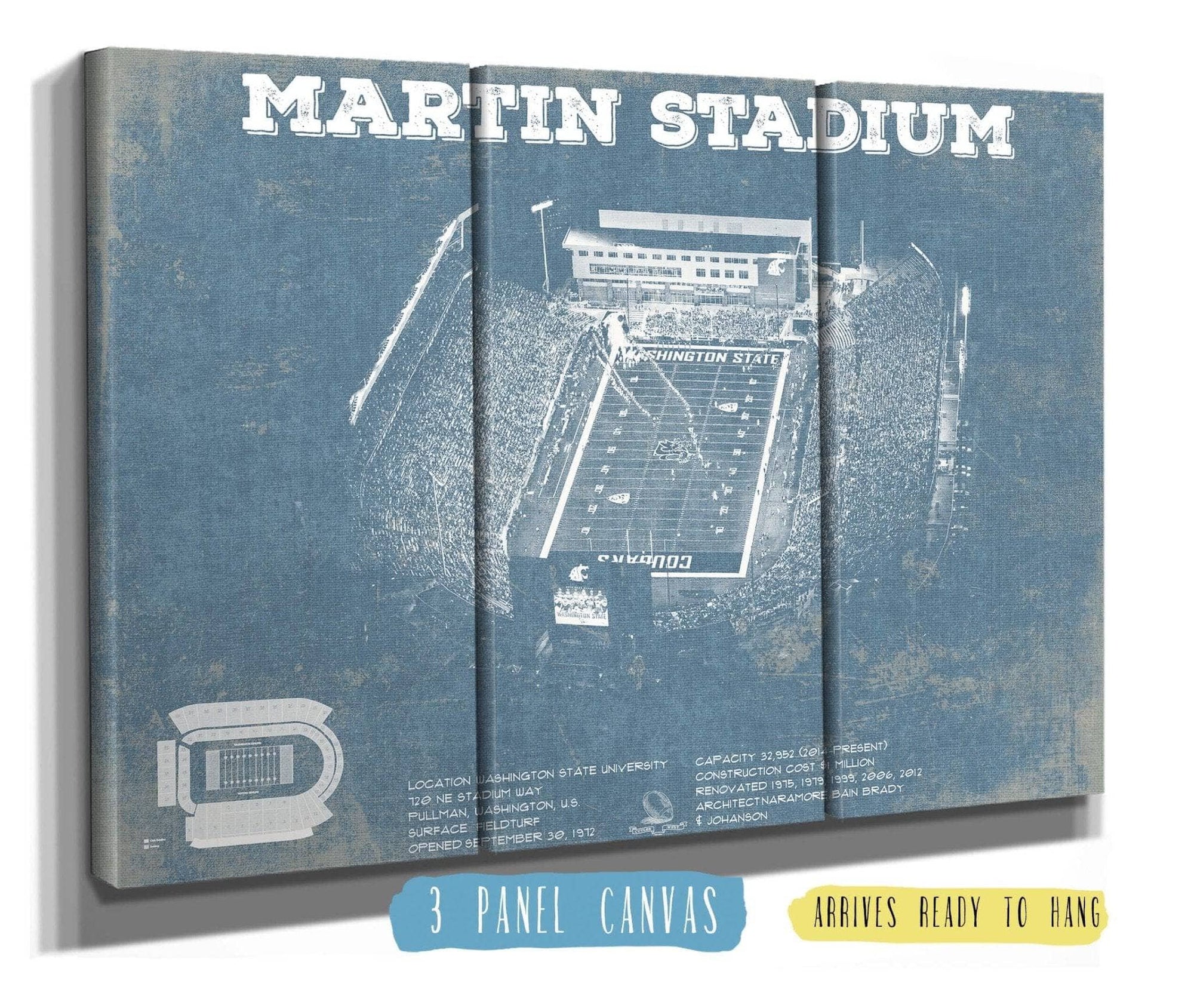 Cutler West Washington State Cougars Martin Stadium Team Color Vintage Art Print