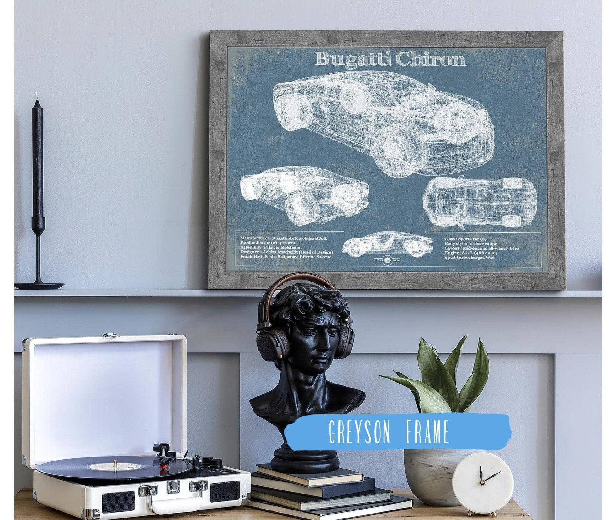 Cutler West Vehicle Collection Bugatti Chiron Vintage Sports Car Print