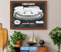 Cutler West Pro Football Collection 14" x 11" / Walnut Frame Chicago Bears Stadium Seating Chart - Soldier Field - Vintage Football Print 635629280_28875