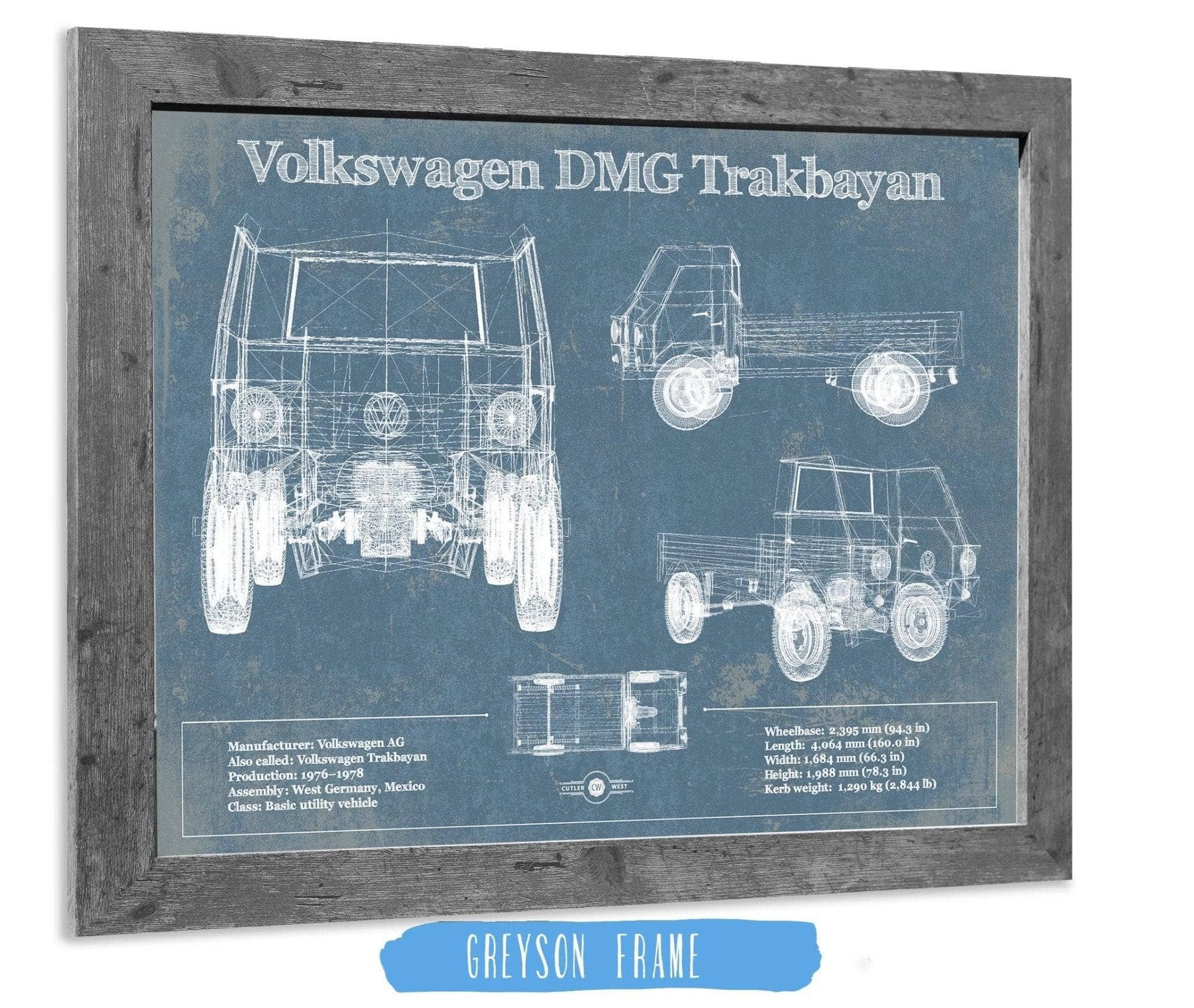 Cutler West Vehicle Collection Volkswagen DMG Trakbayan Vintage Blueprint Auto Print