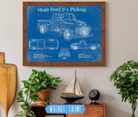Cutler West Ford Collection 14" x 11" / Walnut Frame 1949 Ford F-1 Pickup Vintage Blueprint Auto Print 933311019_34352