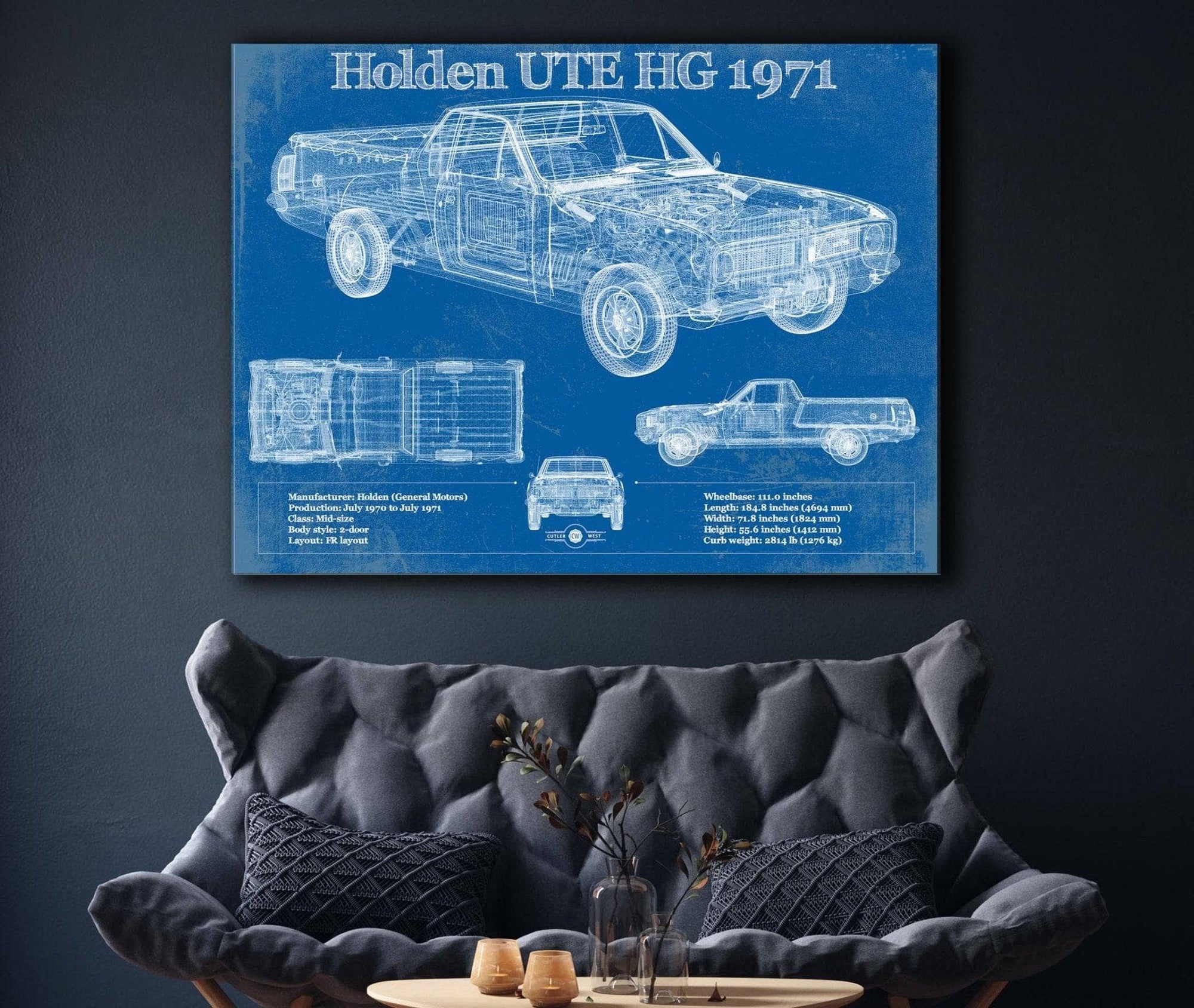 Cutler West Vehicle Collection 1971 Holden HG Belmont ute Vintage Auto Print