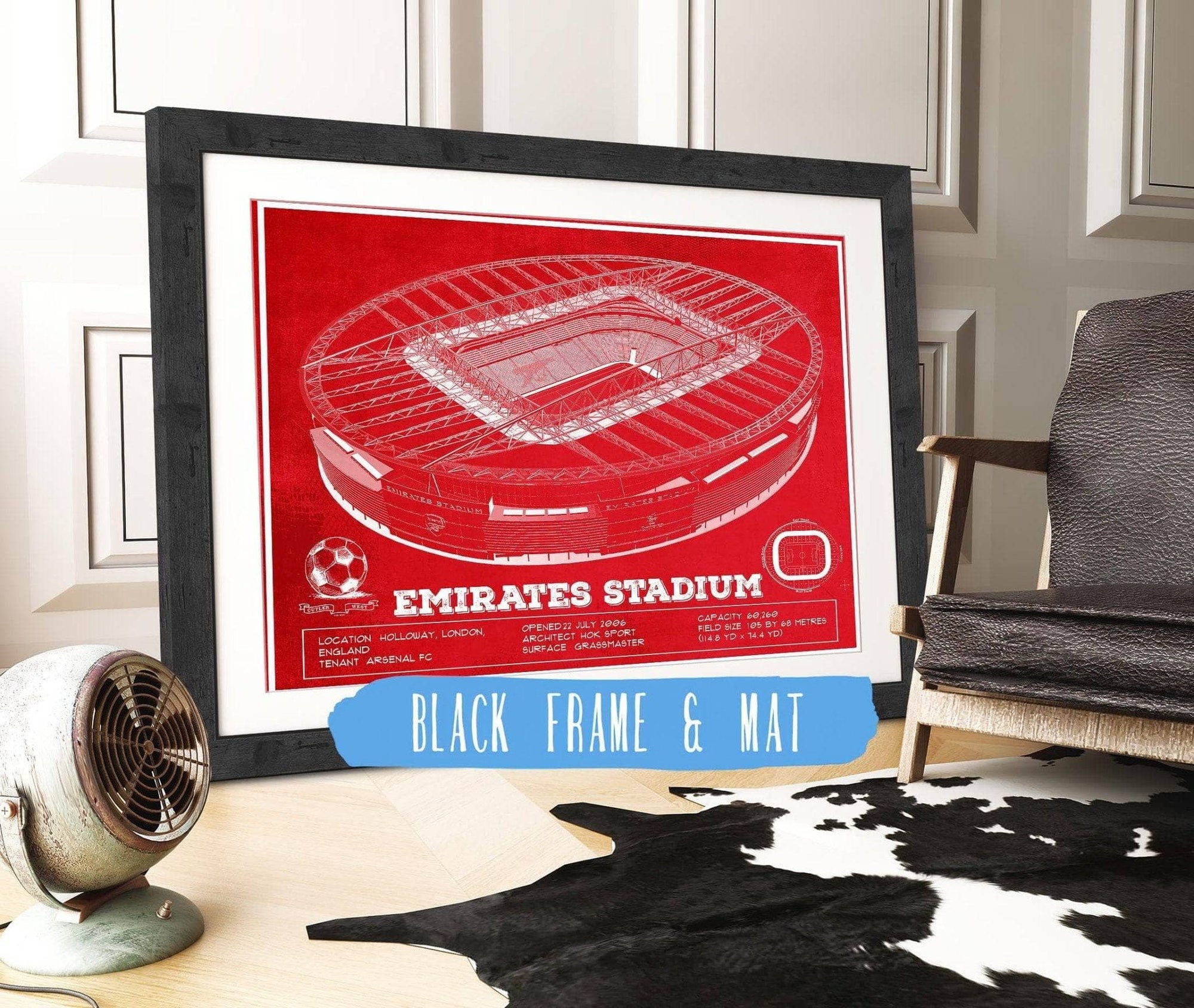 Cutler West Soccer Collection 14" x 11" / Black Frame & Mat Arsenal Football Club - Emirates Stadium Soccer Print 936994111-TOP