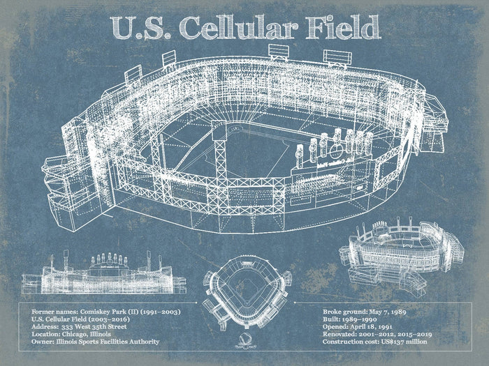Cutler West Baseball Collection 14" x 11" / Unframed U.S. Cellular Field - Chicago White Sox Vintage Baseball Fan Print 933311126_29862