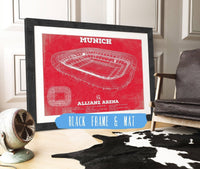 Cutler West Soccer Collection 14" x 11" / Black Frame & Mat Bayern Munich FC Vintage Allianz Arena Soccer Team Color Print 736760088_50653