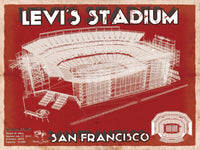 Cutler West Pro Football Collection 14" x 11" / Unframed San Francisco 49ers - Levi's Stadium Seating Chart - Vintage Football Print 698227176-TOP