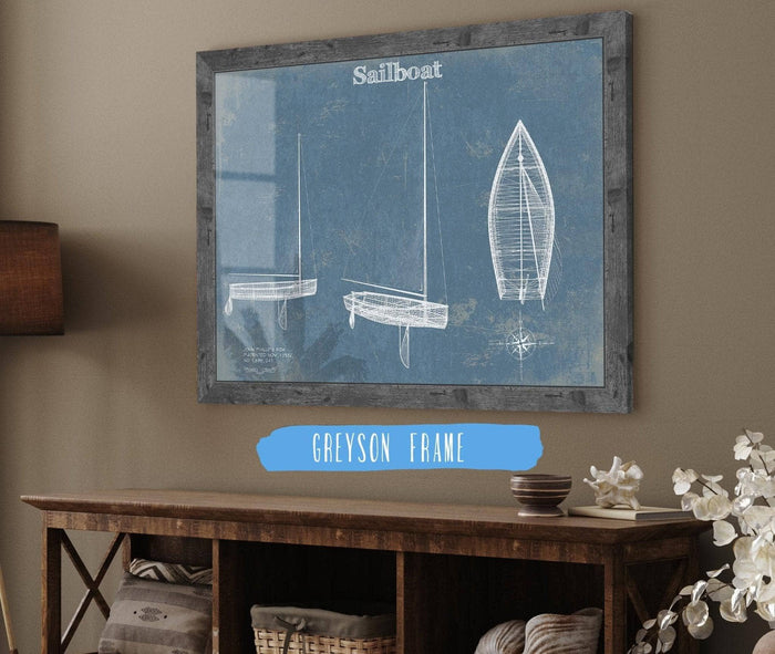 Cutler West Sail Boat Blueprint - Patent of Sailing Vessel Print