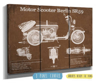 Cutler West 48" x 32" / 3 Panel Canvas Wrap Motor Scooter IWL Berlin SR59 Vintage Blueprint Motorcycle Print 933350047_15946