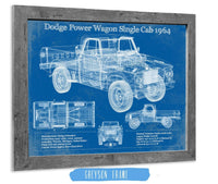 Cutler West Dodge Collection 14" x 11" / Greyson Frame Dodge Power Wagon Single Cab 1964 Vintage Blueprint Auto Print 933311009_58776