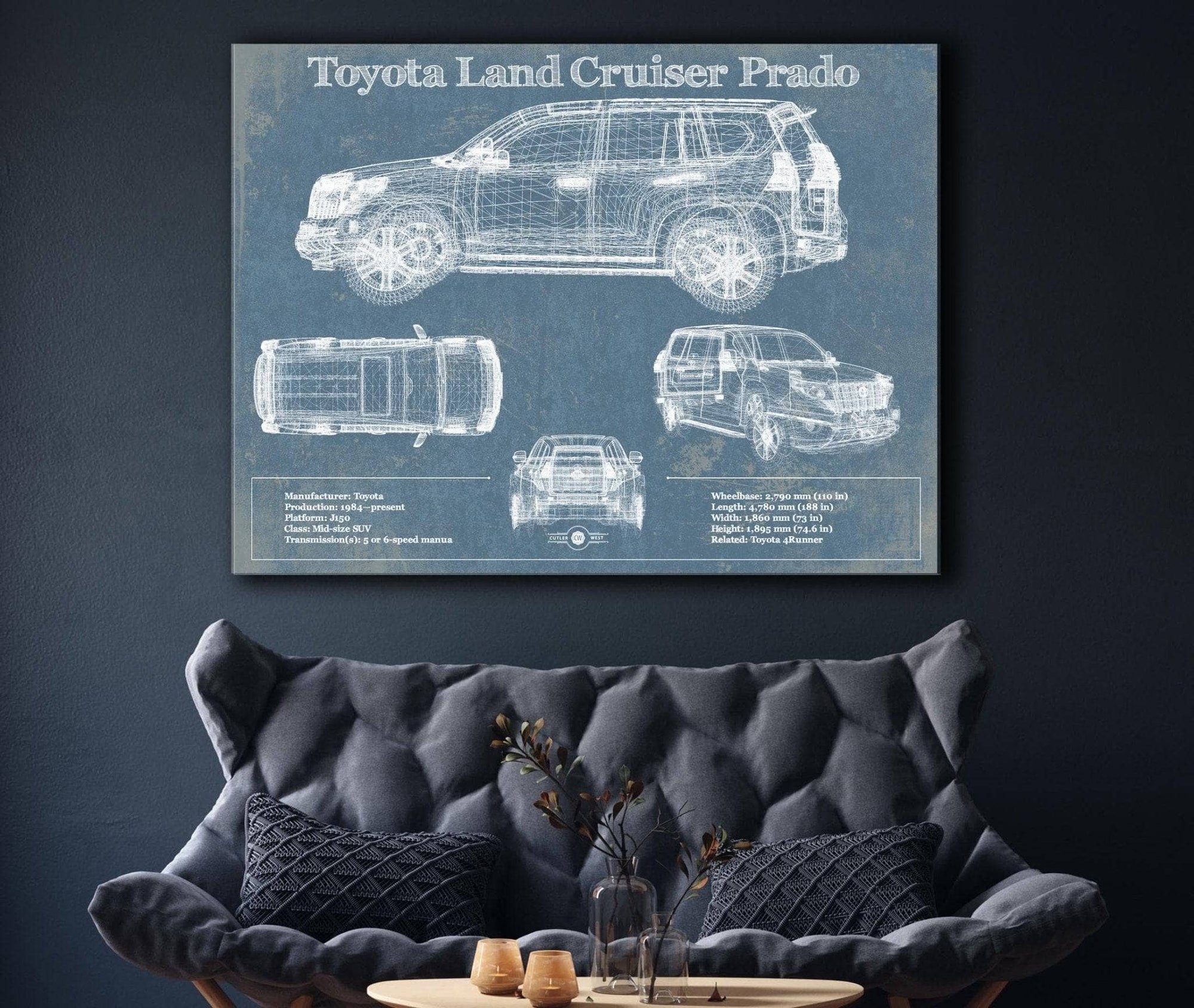Cutler West Toyota Collection Toyota Land Cruiser Prado (2016) Blueprint Vintage Auto Patent Print