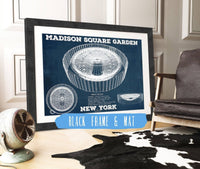 Cutler West Basketball Collection 14" x 11" / Black Frame & Mat New York Knicks - Madison Square Garden Vintage Blueprint  NBA Basketball NBA Print 723002972_64644