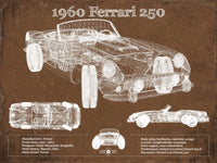 Cutler West Ferrari Collection 14" x 11" / Unframed 1960 Ferrari 250 Vintage Blueprint Auto Print 933350034_10093