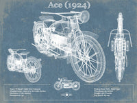 Cutler West Vehicle Collection 14" x 11" / Unframed Ace (1924) Blueprint Motorcycle Patent Print 833110074_38903