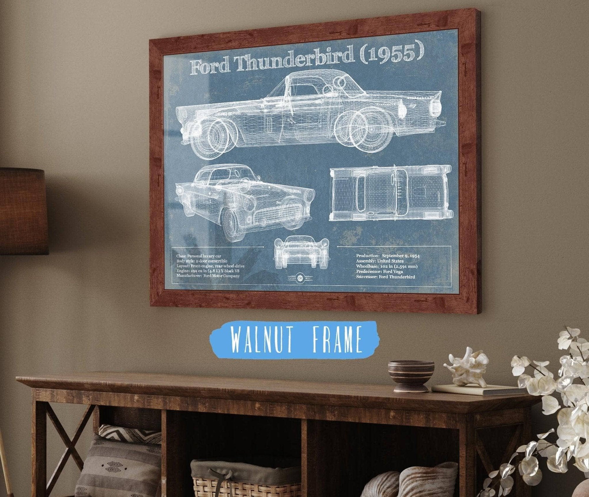 Cutler West Ford Collection Ford Thunderbird 1955 Original Blueprint Art