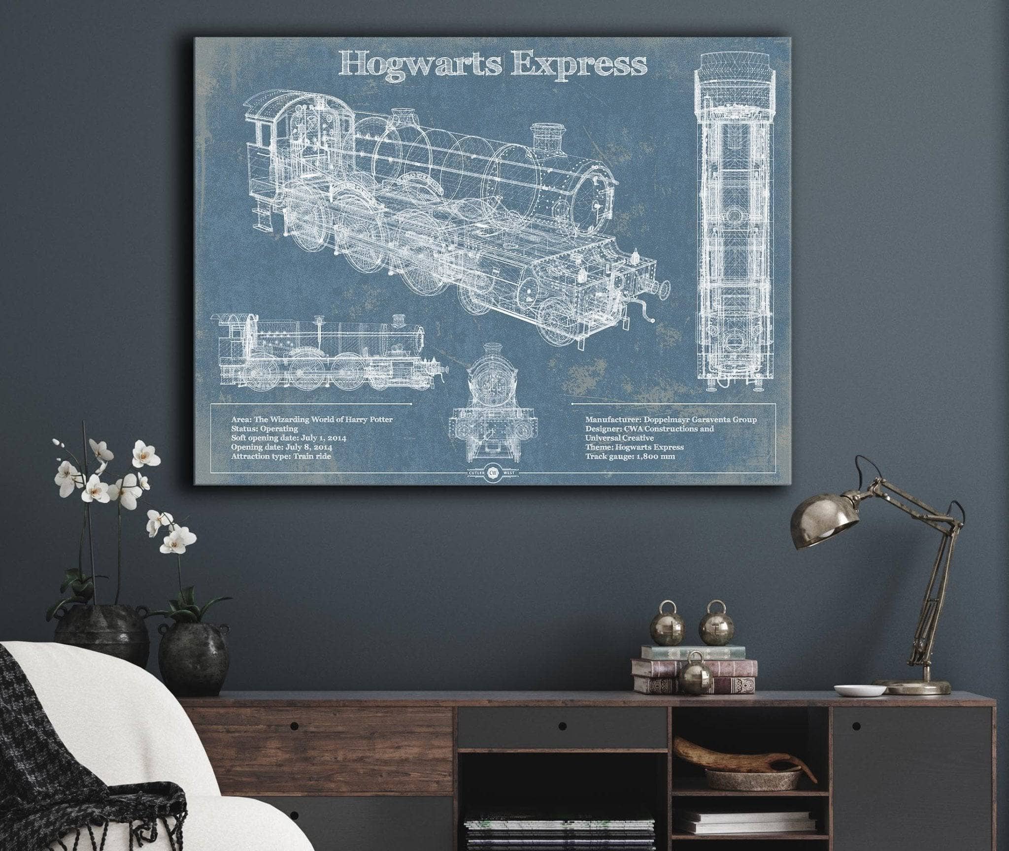 Hogwarts Express Vintage Blueprint Train Print