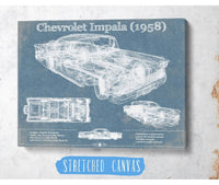 Cutler West Chevrolet Collection 1958 Chevrolet Impala Blueprint Vintage Auto Print