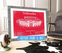 Cutler West College Football Collection 14" x 11" / Greyson Frame & Mat Nebraska Cornhuskers - Vintage Memorial Stadium (Lincoln) Team Colors Art Print 933350118_71953