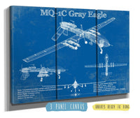 Cutler West Military Aircraft 48" x 32" / 3 Panel Canvas Wrap UAV MQ-1C Gray Eagle Vintage Aviation Blueprint Military Print 933311094_19500