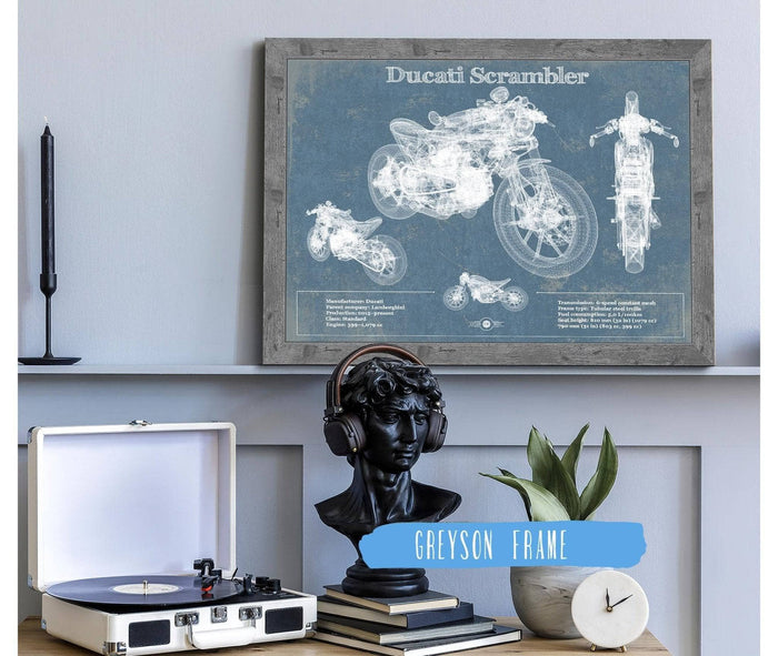 Cutler West Ducati Scrambler Vintage Blueprint Motorcycle Patent Print