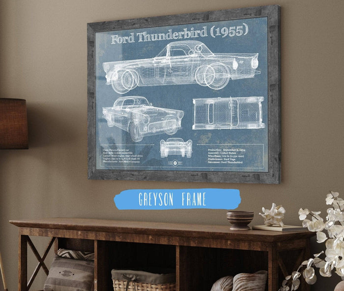 Cutler West Ford Collection 14" x 11" / Greyson Frame Ford Thunderbird 1955 Original Blueprint Art 873091560_19061