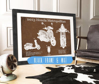 Cutler West Vehicle Collection 14" x 11" / Black Frame & Mat 2013 Honda Metropolitan Vintage Blueprint Auto Print 933350045_40489