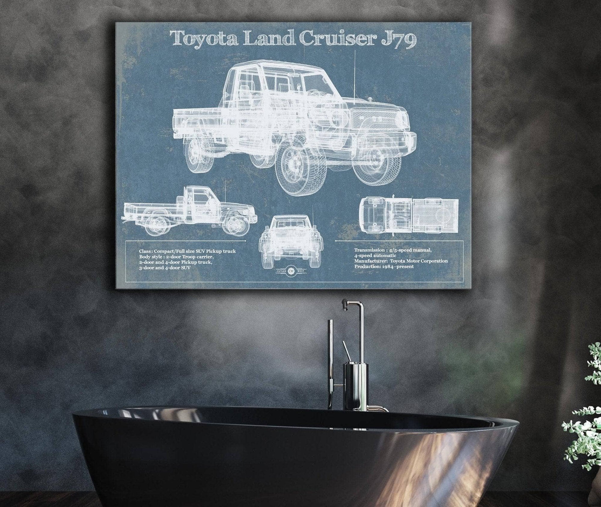 Cutler West Toyota Collection Toyota Land Cruiser J79 Blueprint Vintage Auto Print