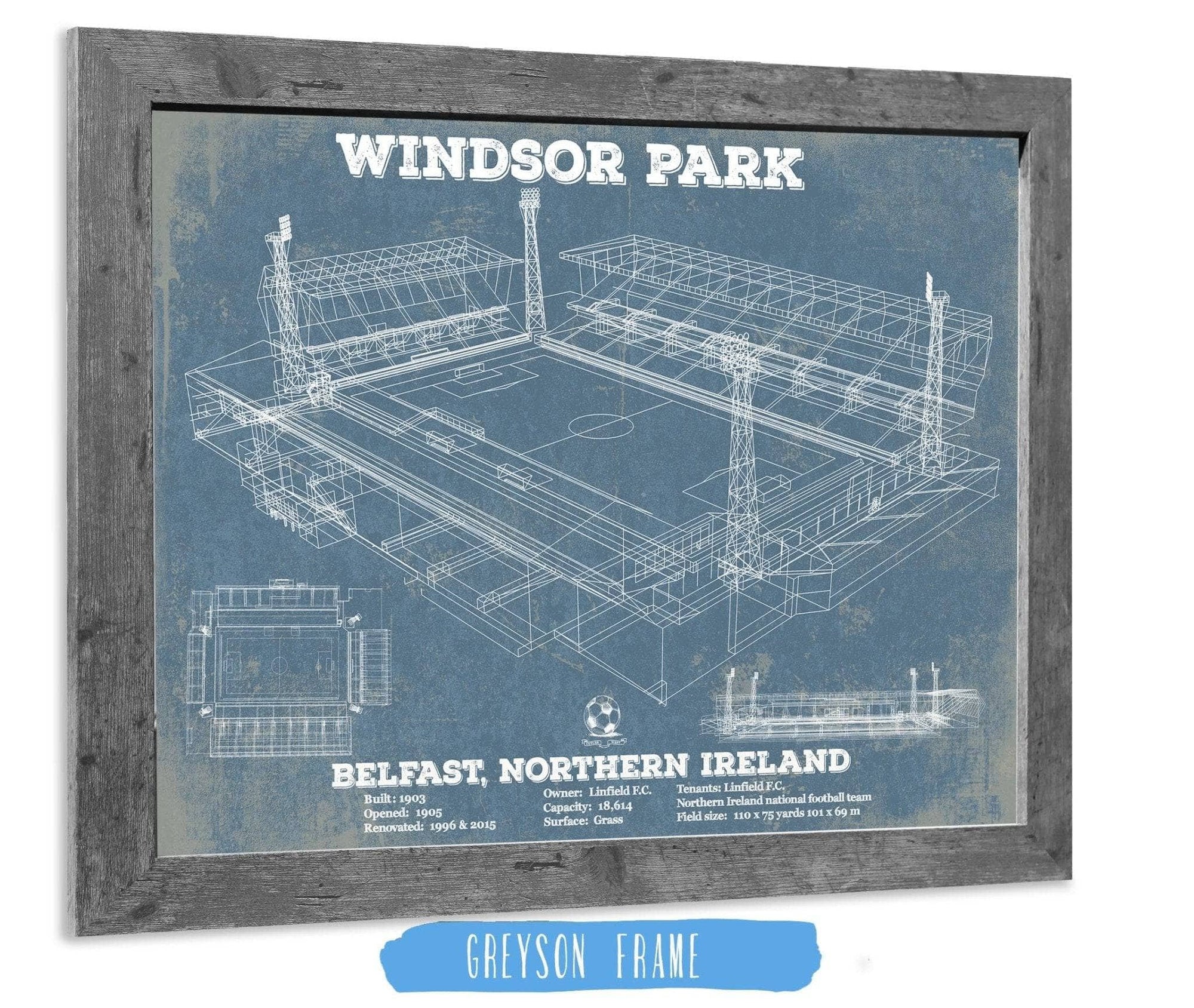 Cutler West Soccer Collection Linfield F.C. - Vintage Windsor Park North Ireland Soccer Print