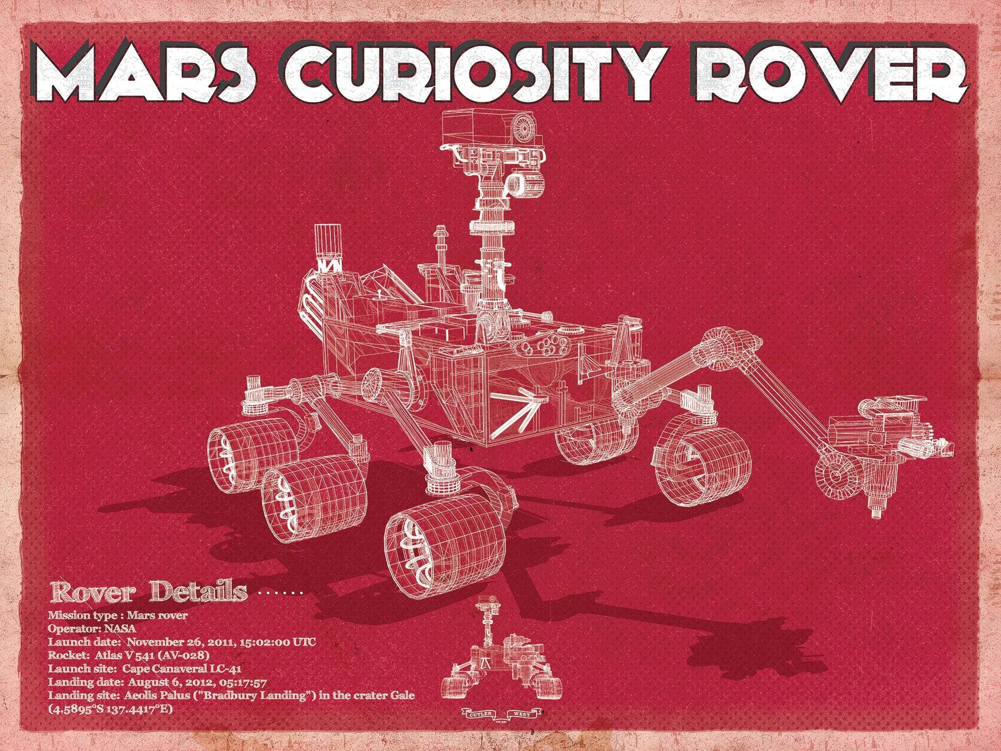 Cutler West SciFi, Fantasy, and Space Mars Curiosity Rover NASA Space Blueprint Print