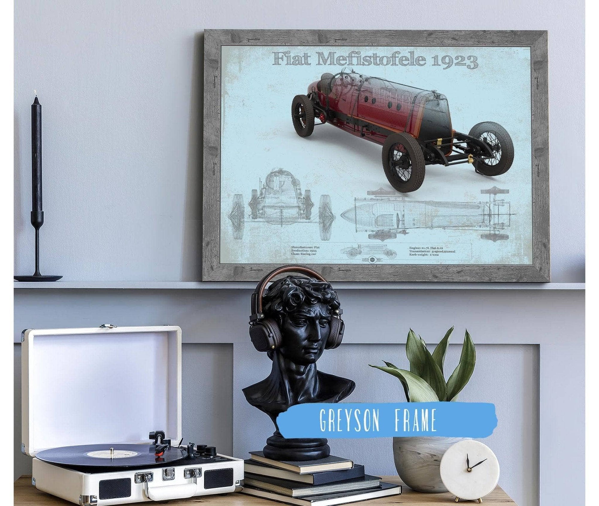 Cutler West Vehicle Collection Fiat Mephistopheles Blueprint Vintage Auto Print